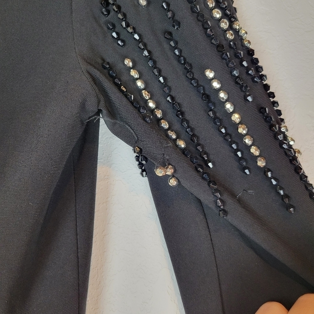 NWT Alex & Eve Embellished Puff-Shoulder Long Sleeve Black Dress Size 4 - Picture 8 of 11